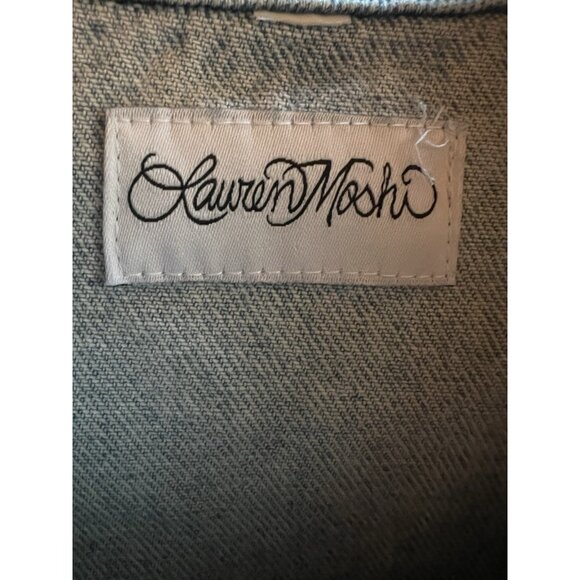 LAUREN MOSHI oversized peace love bandana stars studded jean jacket L designer - Picture 5 of 9